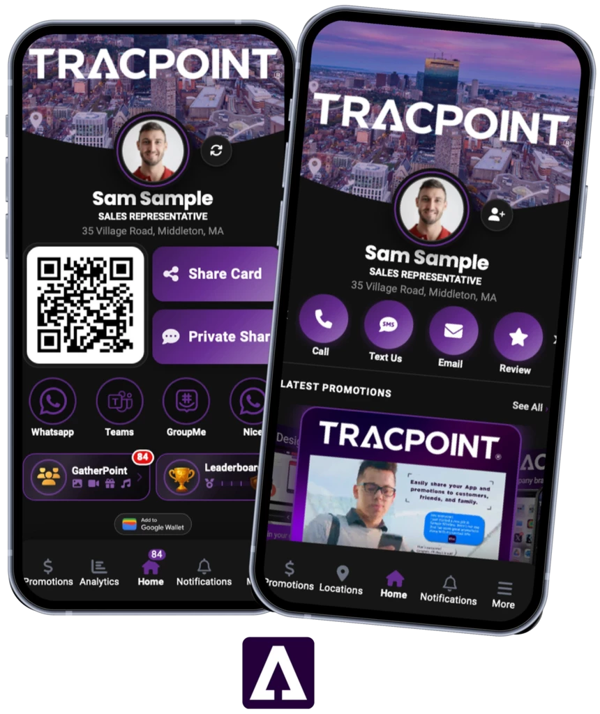 TracPoint branded app screens